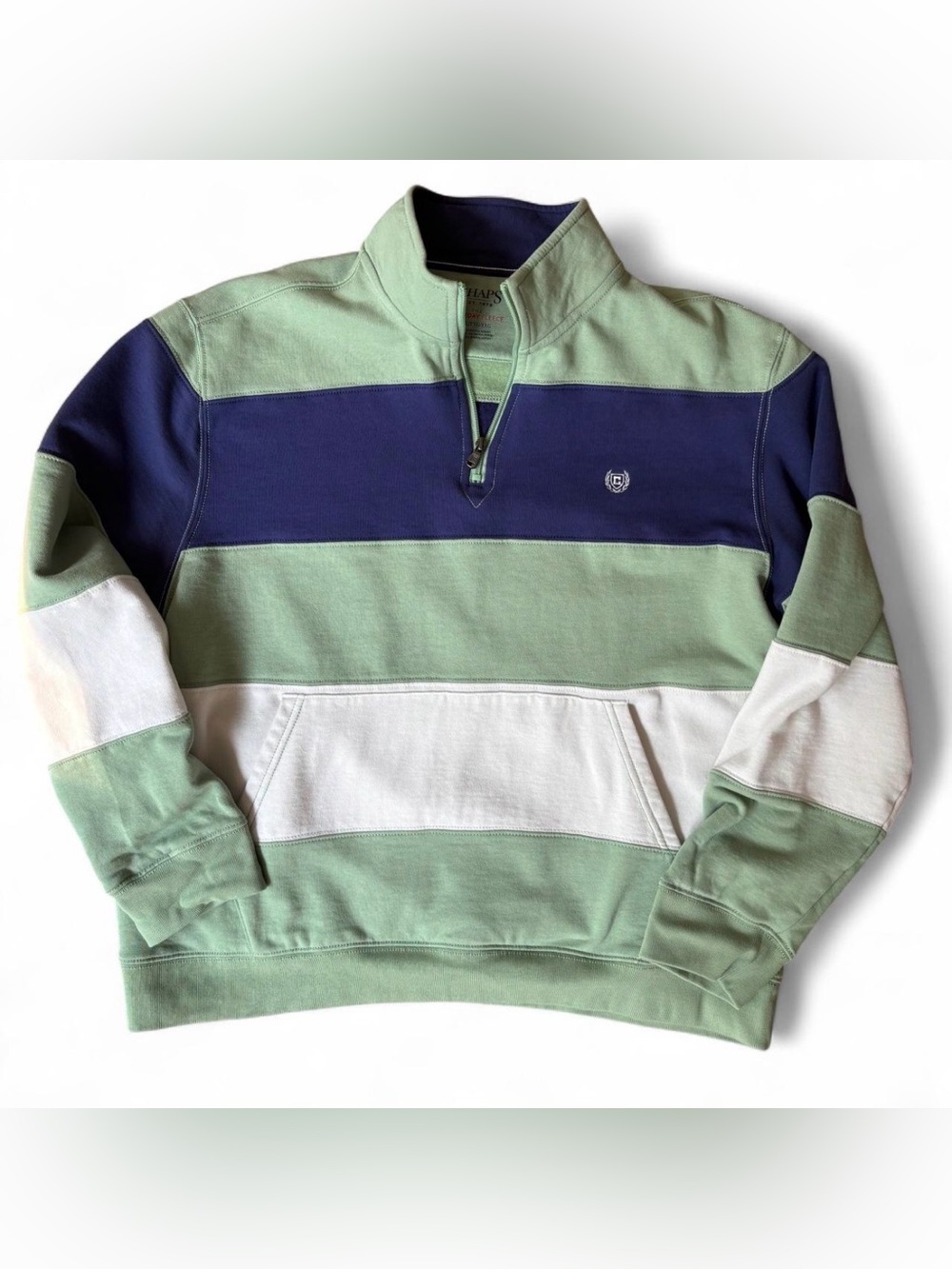 Chaps Everyday Fleece Colorblock Quarter Zip Pullover Sweatshirt Mens XXL Preppy